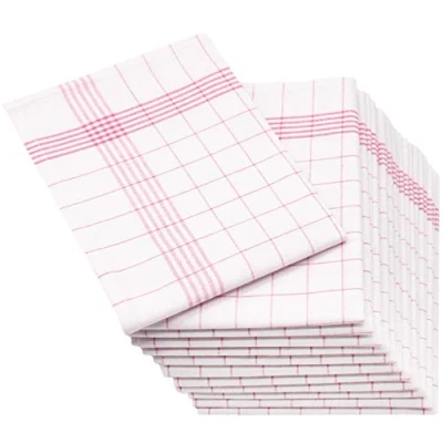 Afbeelding van Zollner set van 12 theedoeken, vaatdoeken, halflinnen, 50x70 cm, rood