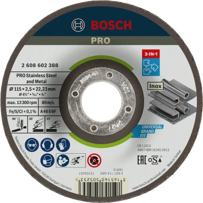 Afbeelding van Bosch Accessories Power Tools 2608602388 Doorslijpschijf gebogen 115 mm 1 stuk(s) Metaal