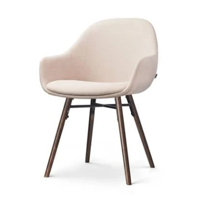 Afbeelding van Nolon Nena Mae Eetkamerstoel Beige Armleuning Walnoot