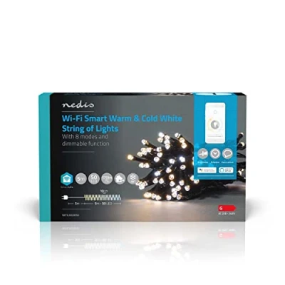 Afbeelding van Nedis SmartLife LED kerstverlichting warm tot koel wit 5m met 50 lampjes WIFILX02W50