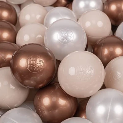 Afbeelding van KiddyMoon 100 Ballen/7Cm Kleurrijke Plastic Ballen Voor Kinderen Baby Zwembad Made In EU, Pastel Beige/Koper/Parel