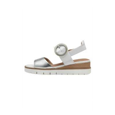 Afbeelding van Tamaris Sandalen met plateauzool, Dames, Maat: 36, White silver Leer