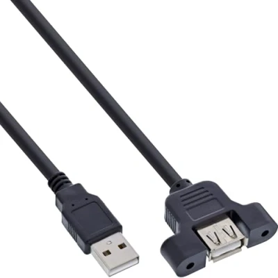 Afbeelding van USB2.0 USB A verlengadapter met montagemogelijkheid 0,60 meter