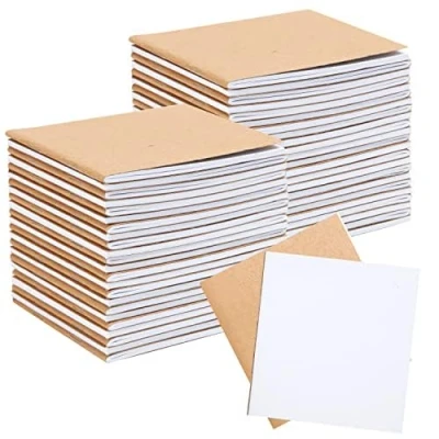 Afbeelding van Belle Vous Ongelijnde Bruine Kaft Kartonnen Notitieboekjes/Journaals (48 Pak) 10,5 x 10,7 cm 24 Papieren Pagina’s Vierkant Notitieblok Voor Reizen &amp; Kantoor