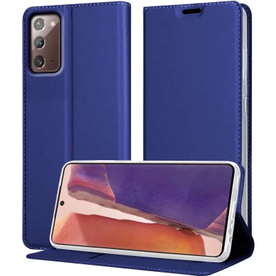 Afbeelding van Cadorabo Hoesje geschikt voor Samsung Galaxy NOTE 20 in CLASSY DONKER BLAUW Beschermhoes met magnetische sluiting, standfunctie en kaartvakje Book Case Cover Etui