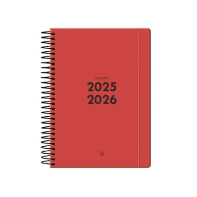 Afbeelding van Liderpapel schoolagenda 25 26, spiraalbinding, 2 dagen, pagina A5, tweetalig, FSC papier, 70 g.