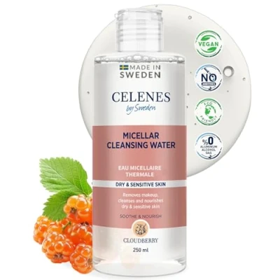 Afbeelding van Celenes by Sweden Cloudberry Micellair Reinigingswater 250ml Voor Droge en Gevoelige Huid Toner Gezichtsreiniging Reinigingslotions Alcoholvrij, Parfumvrij vrij van parabenen