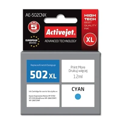 Afbeelding van Activejet AE 502CNX inkt (vervanging voor Epson 502XL W24010; Supreme; 12 ml; cyaan)