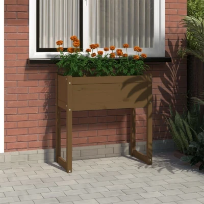 Afbeelding van Plantenbak 78x40x81 cm massief grenenhout honingbruin