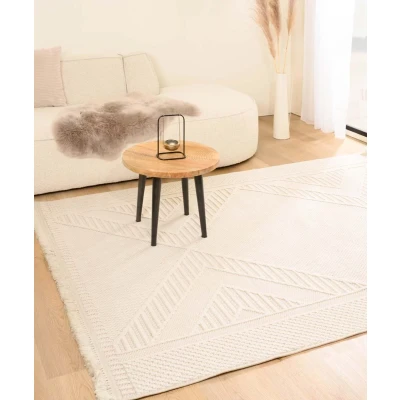Afbeelding van Japandi Vloerkleed Knit Diamond Wit 80x150 Cm