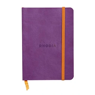 Afbeelding van RHODIA 117310C Notitieboek, zacht, paars, A6, 10,5 x 14,8 cm, gelinieerd, 144 pagina&#039;s, lichtbruin papier, 90 g/m², bladwijzer, elastische sluiting, omslag van kunstleer
