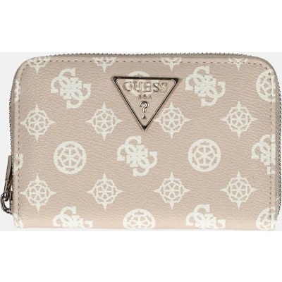 Afbeelding van Guess Laurel Medium Zip Around Dames Portemonnee Sand Logo SWPG85 00140