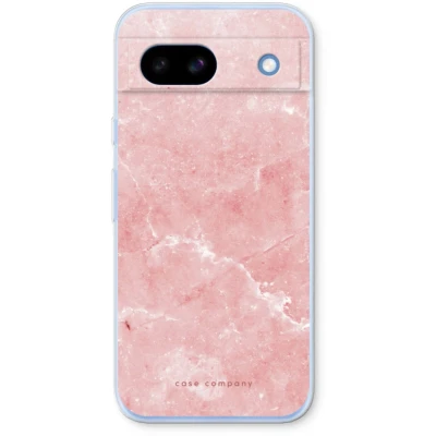 Afbeelding van Case Company® hoesje geschikt voor Google Pixel 8a Roze marmer Soft Cover Telefoonhoesje Bescherming aan alle Kanten en Schermrand