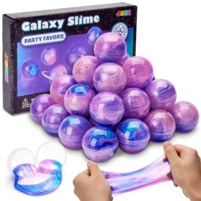 Afbeelding van JOYIN Slime Party Favors Galaxy 24 kleuren (roze) Fluffy mini slijmset, rommelvrij, anti stress en veilig voor meisjes jongens beloning in de klas