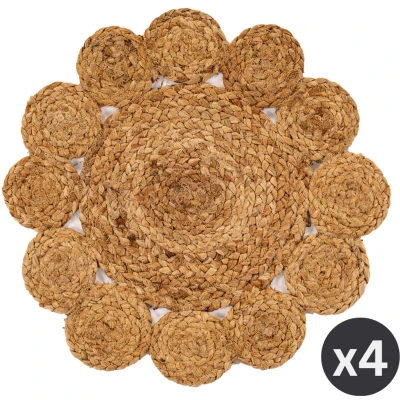 Afbeelding van TISECO HOME STUDIO Placemat FLOWER jute SET/2 Rond Dia 37 cm