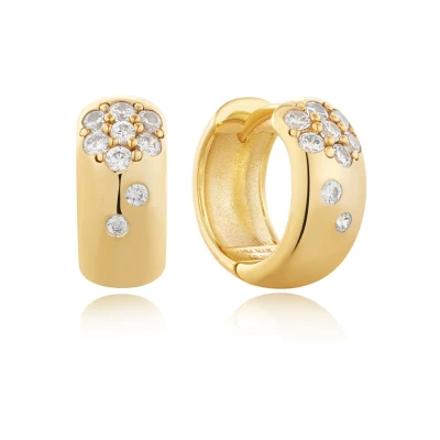 Afbeelding van Ania Haie dames Sparkle Chubby Huggie oorringen S met zirkonia in de kleur Goud