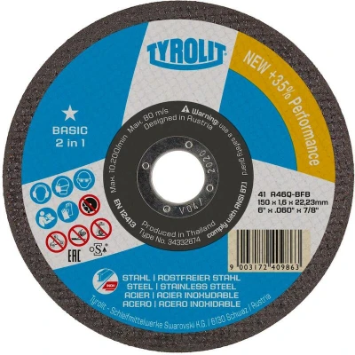 Afbeelding van Tyrolit 2in1 Doorslijpschijf (Basic) 125 x 1 22,2 MM Staal en RVS
