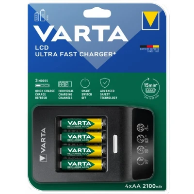 Afbeelding van Varta oplaadbare batterij NiMH, universele snellader, LCD Charger+ incl. batterijen, 4x Mignon, AA, 2500mAh