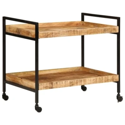Afbeelding van Keukentrolley 80x55x70 cm massief ruw mangohout