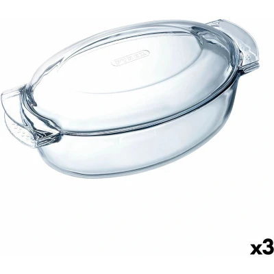 Afbeelding van Ovenschaal Pyrex Classic Met deksel Ovaalvormig 39 x 23 15 cm Transparant Glas (3 Stuks)
