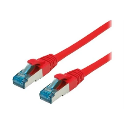 Image de VALUE Cordon de raccordement RJ 45 (M) pour 15 m SFTP, PiMF CAT 6a sans halogène, moulé, crochet, bloqué rouge
