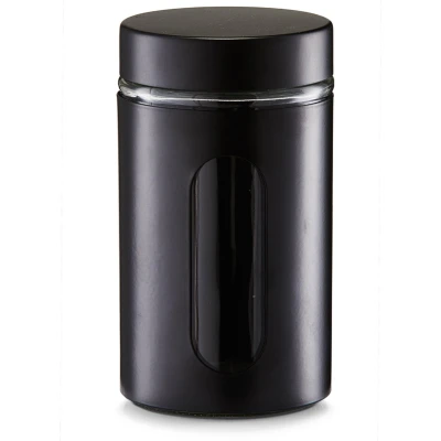 Afbeelding van Zeller Voorraadpot/blik met venster zwart 900 ml glas/metaal