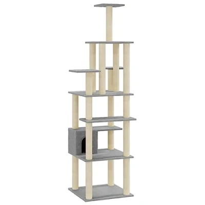 Afbeelding van vidaXL Kattenkrabpaal met sisal krabpalen 183 cm lichtgrijs
