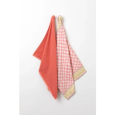 Afbeelding van Oranje handdoek en theedoek terry