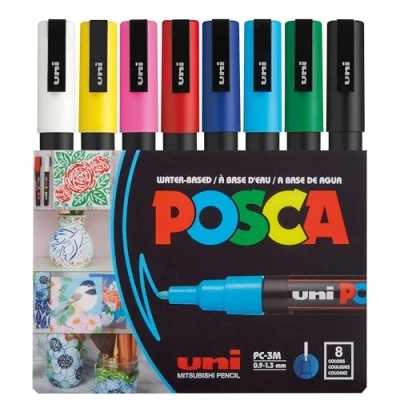 Afbeelding van Posca Paintmarker Pc 3m, Set Van 8 Markers In Geassorteerde Basiskleuren