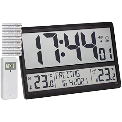 Afbeelding van TFA Dostmann Digitale wandklok XL 60.4521.01 (zwart met batterijen)