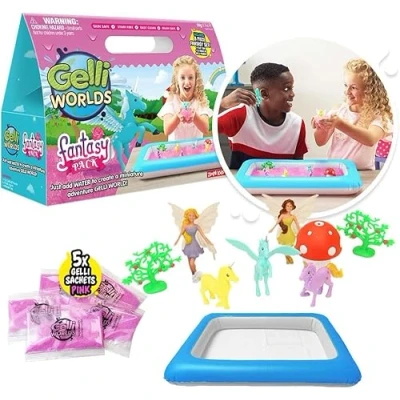 Afbeelding van Zimpli Kids Gelli Adventures Fantasy Pack, 5 toepassingen, 8 fantastische figuren, opblaasbaar bord, fantasierijke speelset, sensorische set voor kinderen