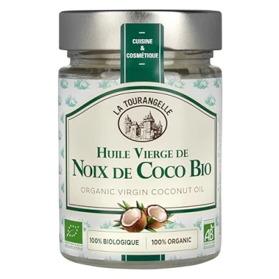 Afbeelding van La Tourangelle, Kokosolie van eerste koude persing, 100% biologisch Ideaal voor de keuken (geeft je recepten een zachte exotische geur) en cosmetica (haar huid) 314 ml