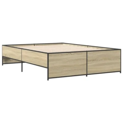 Afbeelding van vidaXL Bedframe bewerkt hout metaal sonoma eikenkleurig 120x200 cm