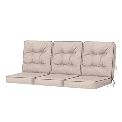 Afbeelding van Bankkussen voor tuinmeubelen, tuinbank, kussen schommelbank, kussens tuinschommelkussen, zitkussen, stoelkussen, indoor/outdoor, grijs, 150 cm (3 x 50 cm)