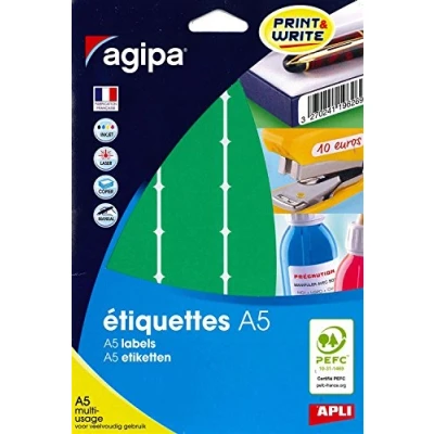 Afbeelding van APLI Agipa Permanente kleeflaag groen 24 x 33.5 mm 320 etiket(ten) (10 vel(len) 32) etiketten