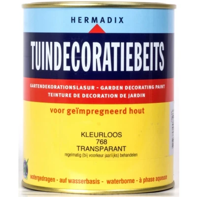Afbeelding van Hermadix Tuindecoratiebeits Transparant 768 Kleurloos 0,75 liter Tuinbeits