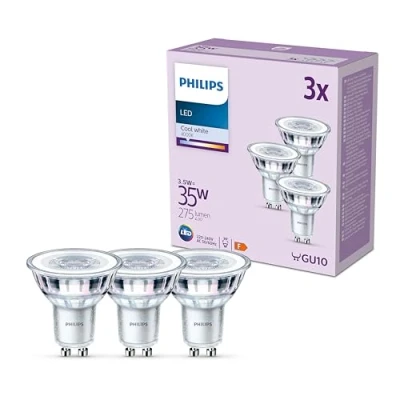 Afbeelding van Philips Lighting Classic Set van 3 GU10 LED lampen, 35 W, transparant, neutraal wit, niet dimbaar