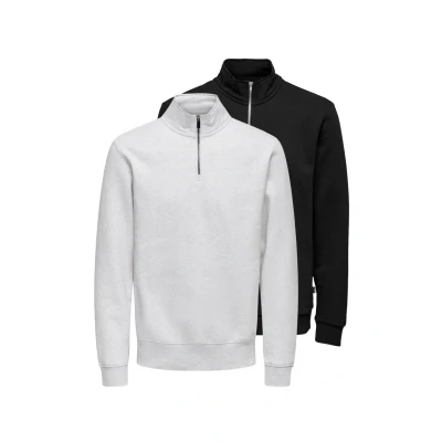 Afbeelding van Only &amp; Sons 2ER PACK Ceres Sweater Schwarz hellgrau, Heren, Maat: Small, hellgrau