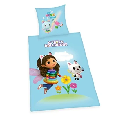 Afbeelding van Herding Gabby&#039;s Dollhouse Katoenen beddengoed set met kussensloop 80 x cm en dekbedovertrek 135 200 ritssluiting