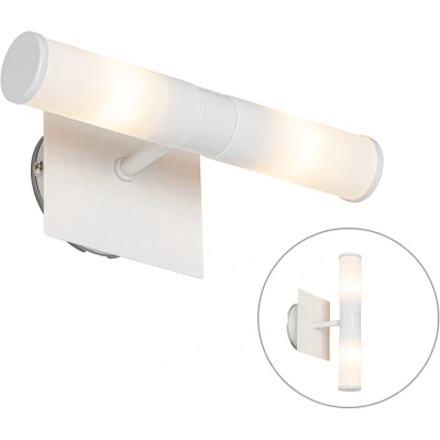 Afbeelding van QAZQA Moderne badkamer wandlamp wit IP44 2 lichts Bath