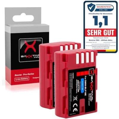 Afbeelding van Baxxtar Pro DMW BLF19 E batterijen 2x (Infochip) compatibel met Panasonic Lumix DC G9 GH5 GH5s DMC GH3 GH4 GH4R Sigma BP 61