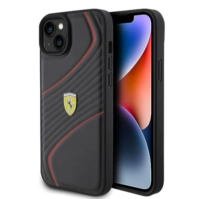 Afbeelding van Ferrari Twist Metal Logo Back Case Geschikt voor Apple iPhone 15 Plus (6.7&quot;) Zwart