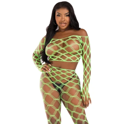 Afbeelding van Leg Avenue Hardcore Net Lingerie set Groen