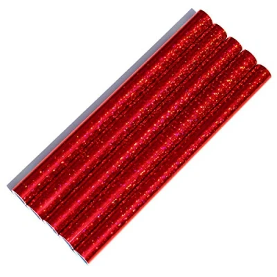 Afbeelding van 5 stuks glitterstickers vinyl stickers om te knutselen, 100 cm x 33 cm, rode vlokken