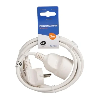 Afbeelding van ITENSE Verlengkabel, verlengsnoer Verlengkabel 2m Intensiteit: 16A Kabel HO5VV F 3G1 mm² Kleur: Wit Voor gebruik binnenshuis Lengte: