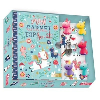 Image de Mon carnet top secret licornes coffret avec mini gommes