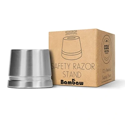 Afbeelding van Bambaw Scheerhouder zilver metalen scheerapparaat standaard veiligheidsscheerhouder houder scheermeshouder voor dames en heren