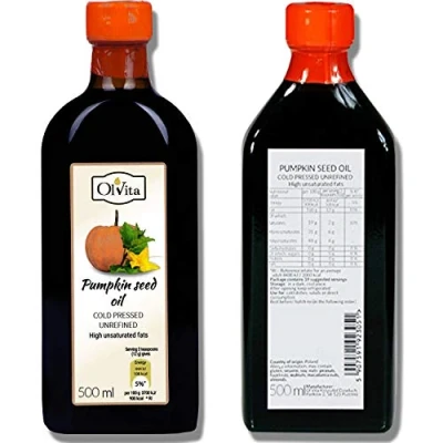 Afbeelding van Ol&#039;Vita: koudgeperste pompoenpitolie ruwe ongeraffineerde kwaliteit, 500 ml