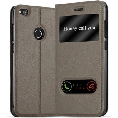 Afbeelding van Cadorabo Hoesje geschikt voor Huawei P8 LITE 2017 / P9 in STEEN BRUIN Beschermhoes met magnetische sluiting, standfunctie en 2 kijkvensters Book Case Cover Etui