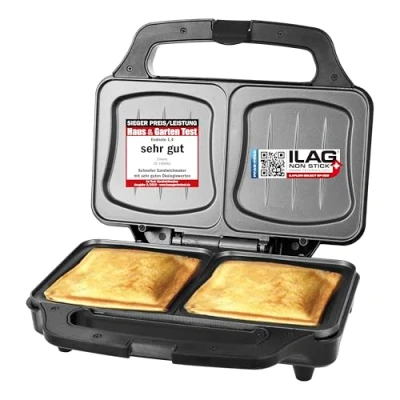 Image de Emerio Appareil à croque monsieur XXL adapté toutes les tailles de toast, sans BPA, grande forme coquillage, facile nettoyer, le fromage ne fuit pas, vainqueur la performance maison &amp;